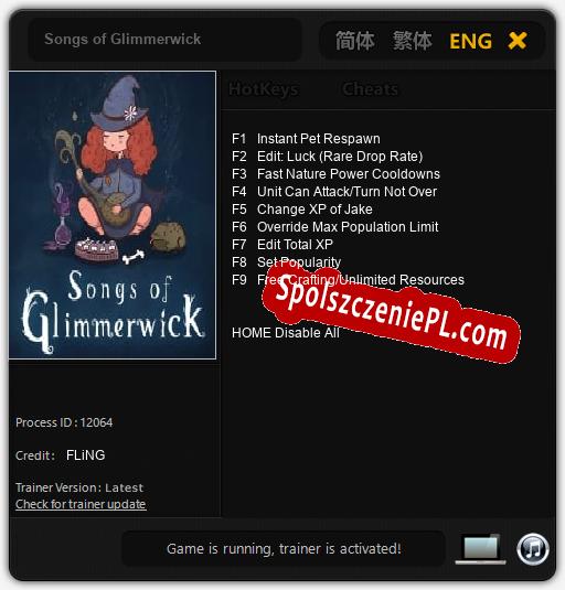 Songs of Glimmerwick: Trainer +9 [v1.5]