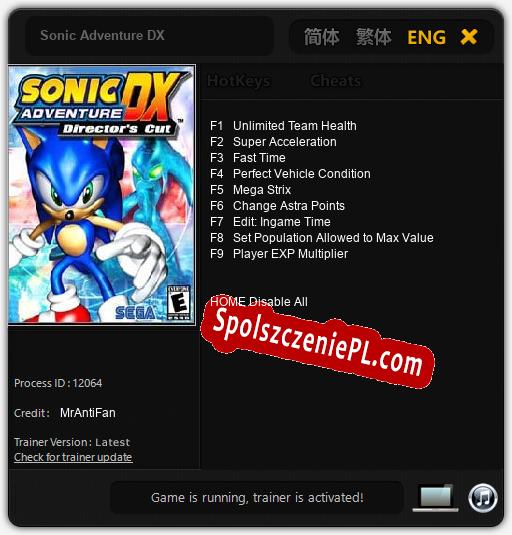 Treinador liberado para Sonic Adventure DX [v1.0.8]