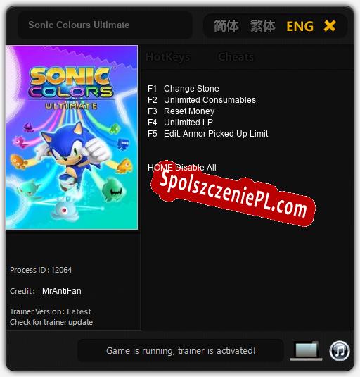 Sonic Colours Ultimate: Treinador (V1.0.94)