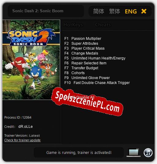 Sonic Dash 2: Sonic Boom: Cheats, Trainer +10 [dR.oLLe]