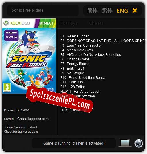 Sonic Free Riders: Trainer +14 [v1.8]