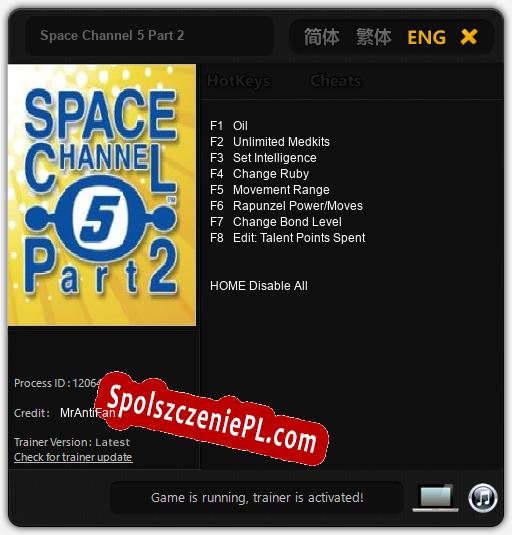 Space Channel 5 Part 2: Cheats, Trainer +8 [MrAntiFan]