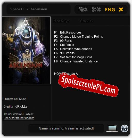 Space Hulk: Ascension: Trainer +8 [v1.3]