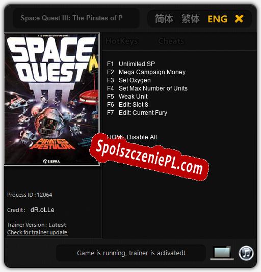 Space Quest III: The Pirates of Pestulon: Cheats, Trainer +7 [dR.oLLe]