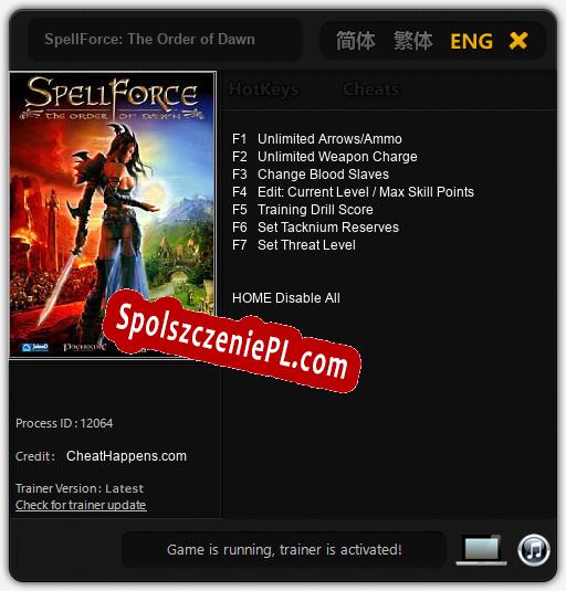 Treinador liberado para SpellForce: The Order of Dawn [v1.0.2]
