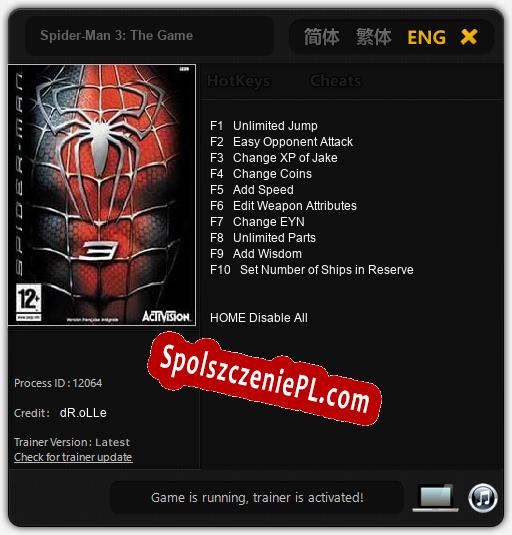 Treinador liberado para Spider-Man 3: The Game [v1.0.2]