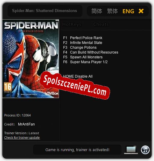 Treinador liberado para Spider-Man: Shattered Dimensions [v1.0.1]