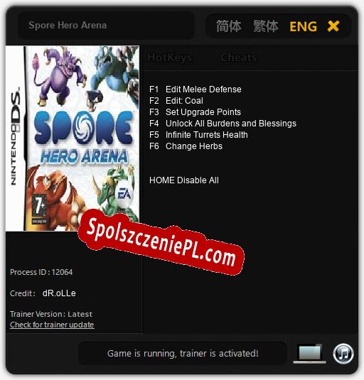 Spore Hero Arena: Cheats, Trainer +6 [dR.oLLe]