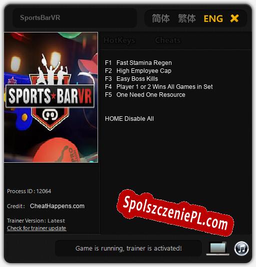 SportsBarVR: Cheats, Trainer +5 [CheatHappens.com]