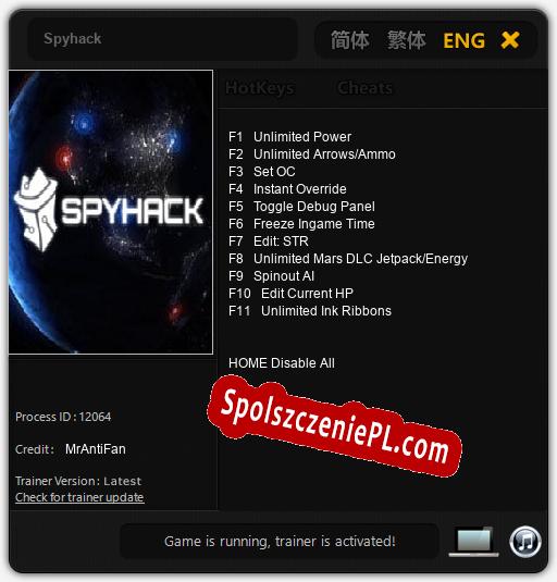 Treinador liberado para Spyhack [v1.0.1]