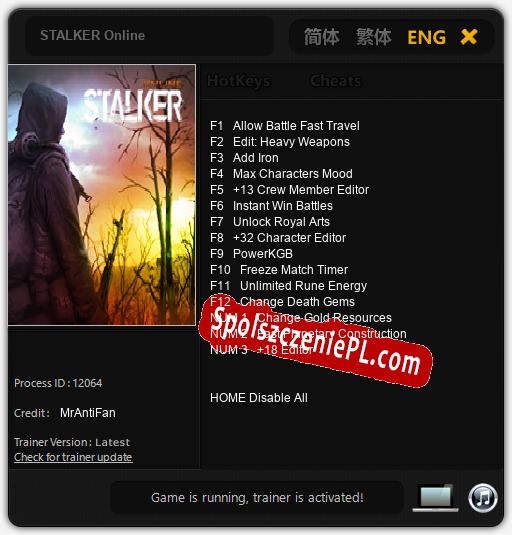 STALKER Online: Trainer +15 [v1.7]