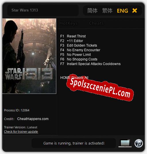 Treinador liberado para Star Wars 1313 [v1.0.8]