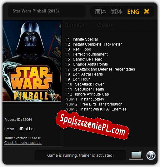 Star Wars Pinball (2013): Trainer +15 [v1.3]