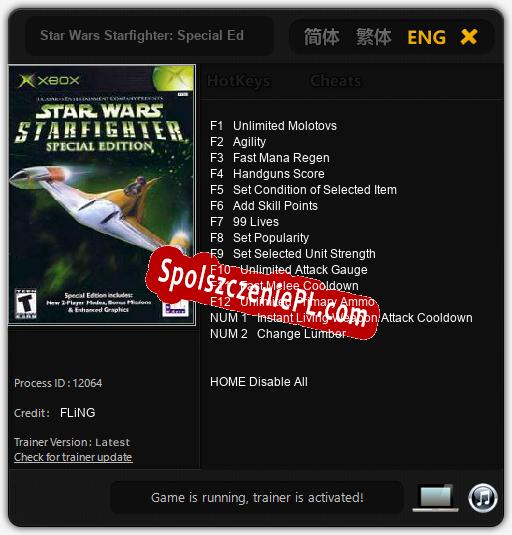 Star Wars Starfighter: Special Edition: Cheats, Trainer +14 [FLiNG]