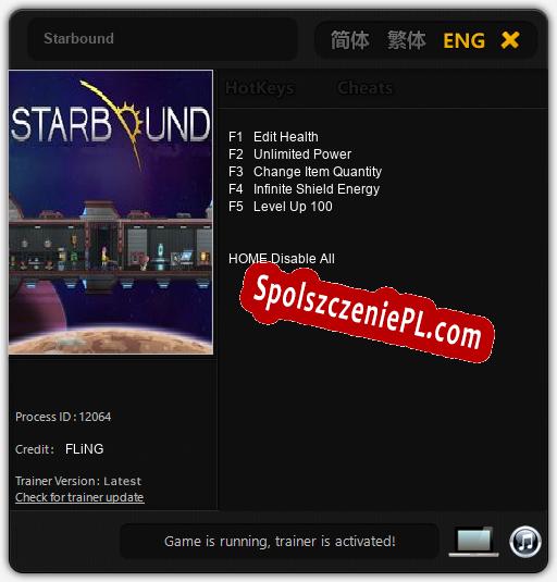 Treinador liberado para Starbound [v1.0.5]