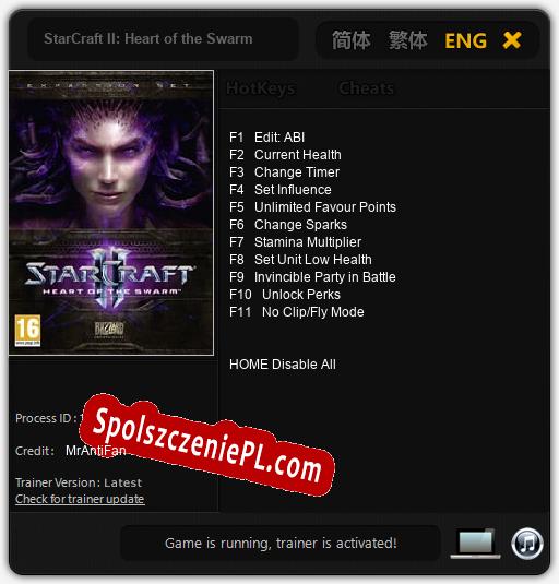 Treinador liberado para StarCraft II: Heart of the Swarm [v1.0.8]