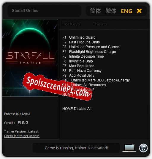 Treinador liberado para Starfall Online [v1.0.7]