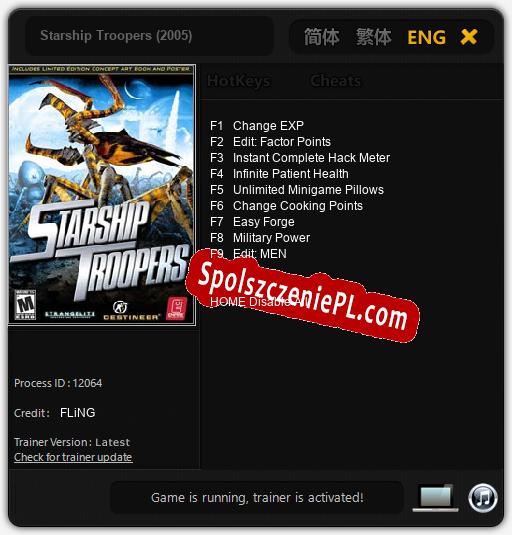 Starship Troopers (2005): Treinador (V1.0.18)