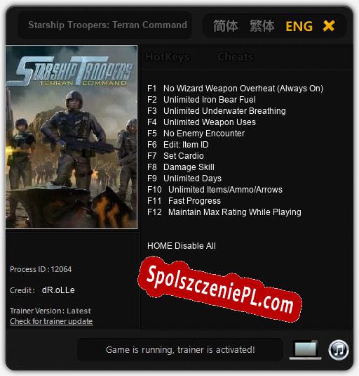 Starship Troopers: Terran Command: Trainer +12 [v1.1]