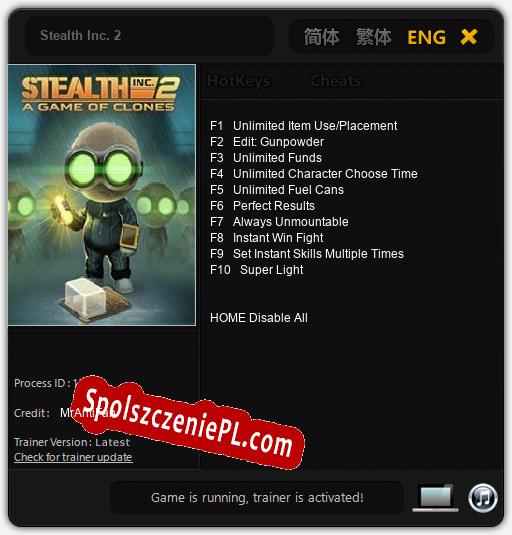 Treinador liberado para Stealth Inc. 2 [v1.0.5]