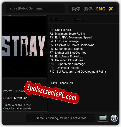 Stray (Robot Gentleman): Cheats, Trainer +12 [MrAntiFan]