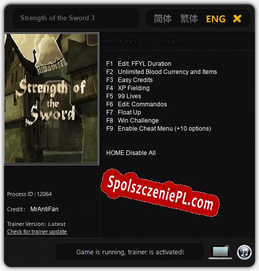 Strength of the Sword 3: Trainer +9 [v1.2]