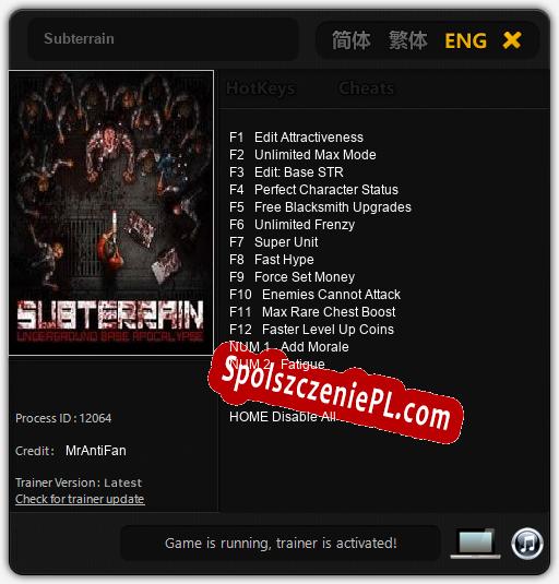 Subterrain: Cheats, Trainer +14 [MrAntiFan]