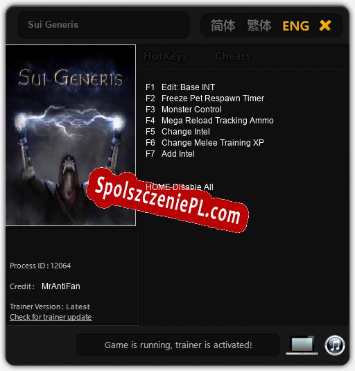 Sui Generis: Cheats, Trainer +7 [MrAntiFan]