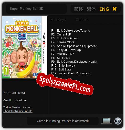 Super Monkey Ball 3D: Trainer +12 [v1.3]