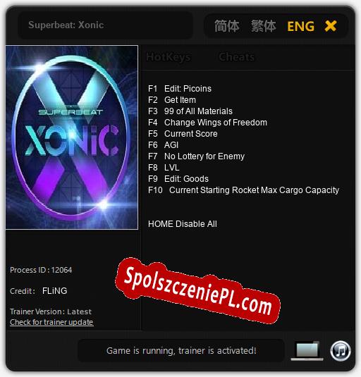 Treinador liberado para Superbeat: Xonic [v1.0.9]