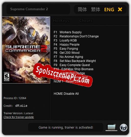 Supreme Commander 2: Cheats, Trainer +13 [dR.oLLe]