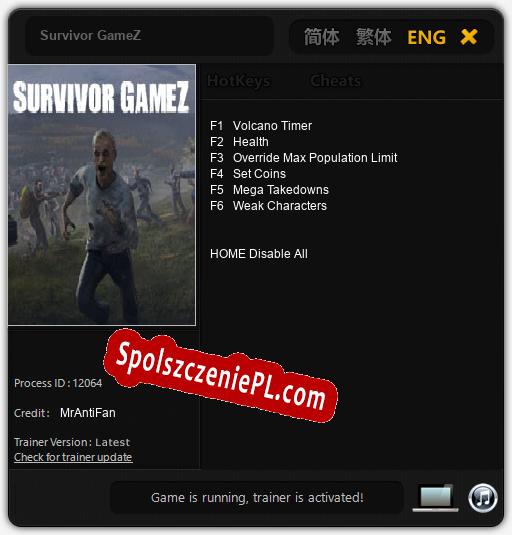 Survivor GameZ: Treinador (V1.0.14)