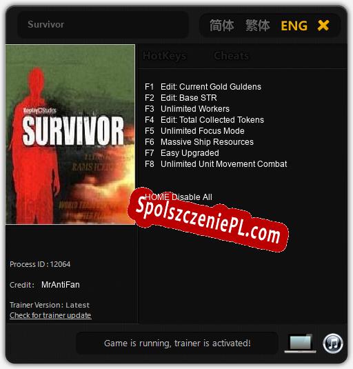 Survivor: Trainer +8 [v1.8]