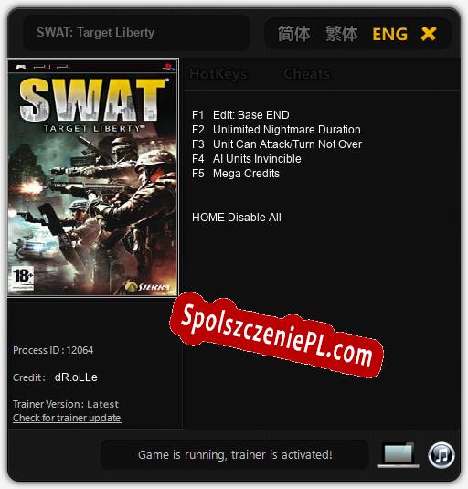 SWAT: Target Liberty: Cheats, Trainer +5 [dR.oLLe]