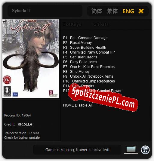 Syberia II: Cheats, Trainer +12 [dR.oLLe]