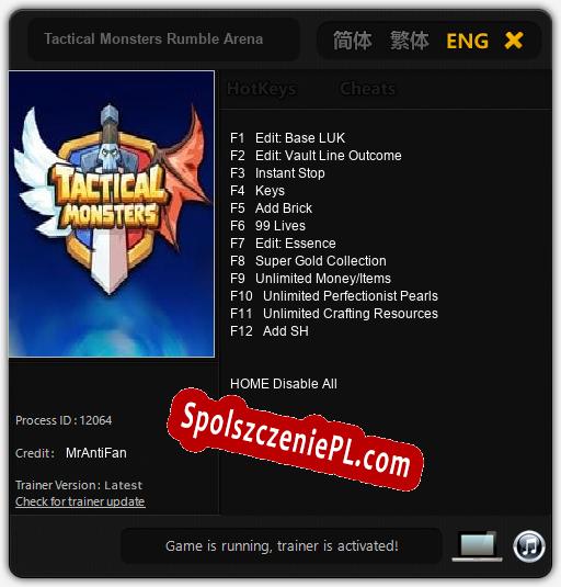 Tactical Monsters Rumble Arena: Cheats, Trainer +12 [MrAntiFan]