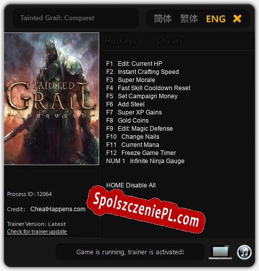 Tainted Grail: Conquest: Cheats, Trainer +13 [CheatHappens.com]