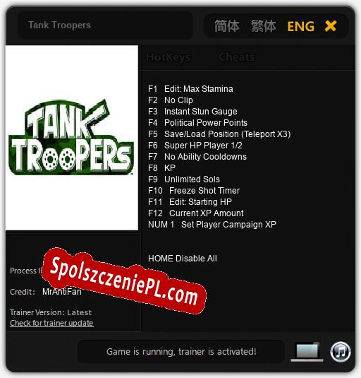 Tank Troopers: Cheats, Trainer +13 [MrAntiFan]