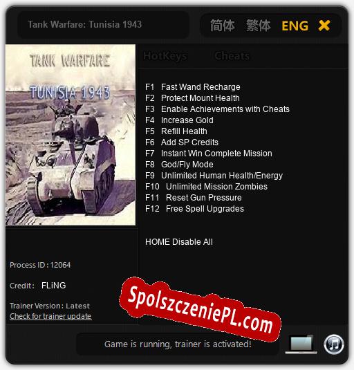 Treinador liberado para Tank Warfare: Tunisia 1943 [v1.0.9]