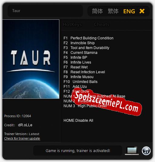 Taur: Cheats, Trainer +15 [dR.oLLe]