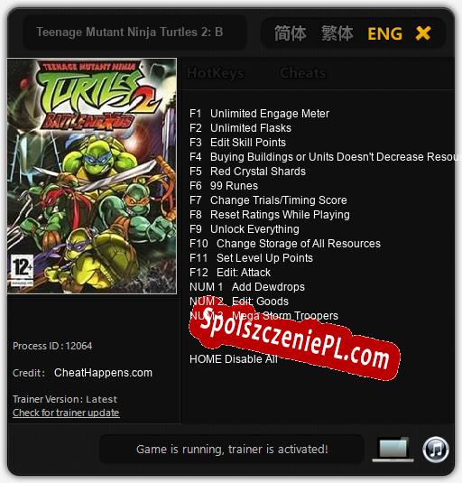 Teenage Mutant Ninja Turtles 2: Battle Nexus: Trainer +15 [v1.5]