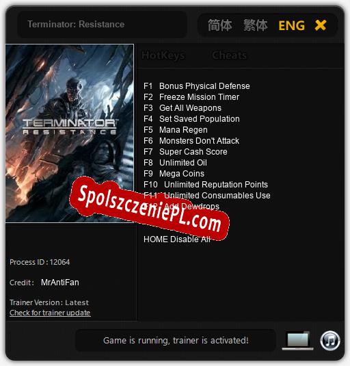 Terminator: Resistance: Cheats, Trainer +12 [MrAntiFan]