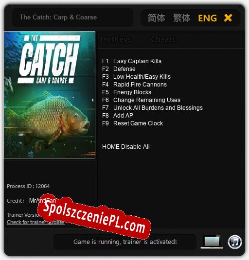 The Catch: Carp & Coarse: Trainer +9 [v1.9]