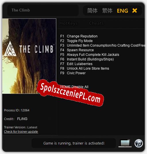 The Climb: Cheats, Trainer +9 [FLiNG]