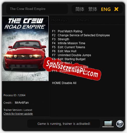 Treinador liberado para The Crew Road Empire [v1.0.7]