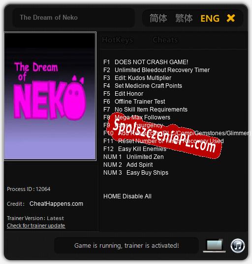 Treinador liberado para The Dream of Neko [v1.0.5]