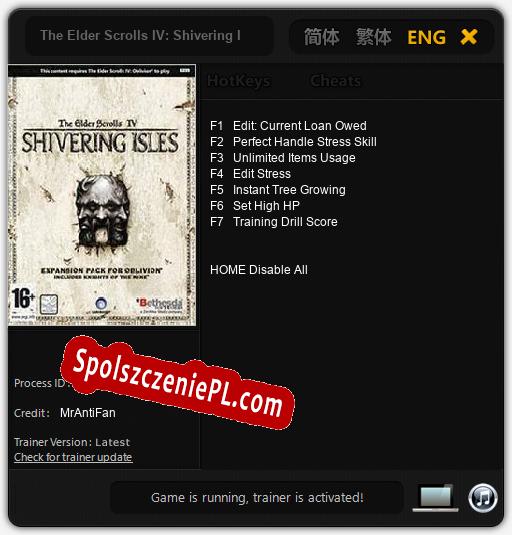 The Elder Scrolls IV: Shivering Isles: Trainer +7 [v1.2]