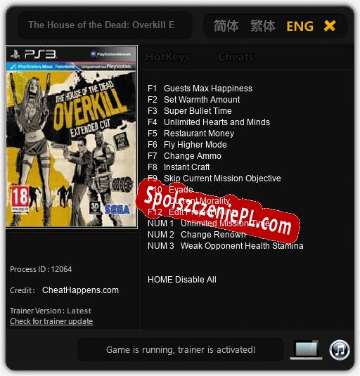 The House of the Dead: Overkill Extended Cut: Cheats, Trainer +15 [CheatHappens.com]