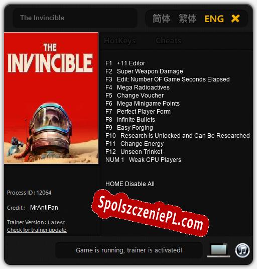 Treinador liberado para The Invincible [v1.0.8]