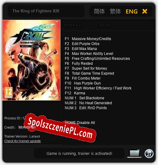 The King of Fighters XIII: Trainer +15 [v1.1]